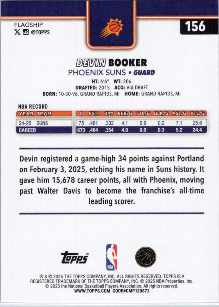 2025-26 Topps #156 Devin Booker Phoenix Suns
