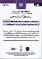 2025-26 Topps #243 Maxime Raynaud Sacramento Kings