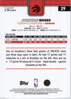 2025-26 Topps #29 Jonathan Mogbo Toronto Raptors