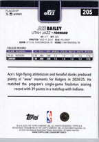 2025-26 Topps #205 Ace Bailey Utah Jazz