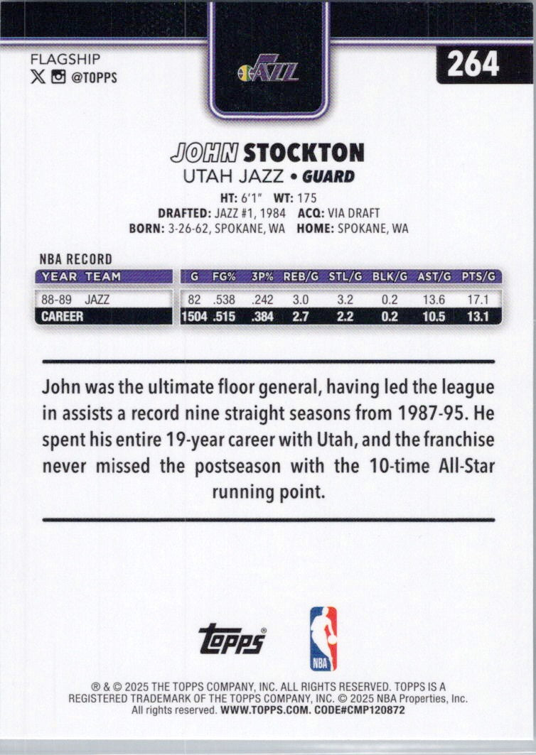 2025-26 Topps #264 John Stockton Utah Jazz