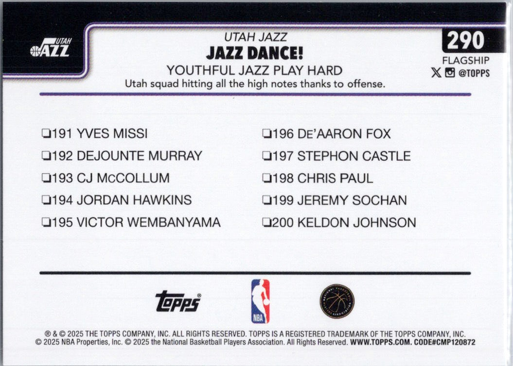 2025-26 Topps #290 Jazz Dance!: Youthful Jazz Play Hard Utah Jazz