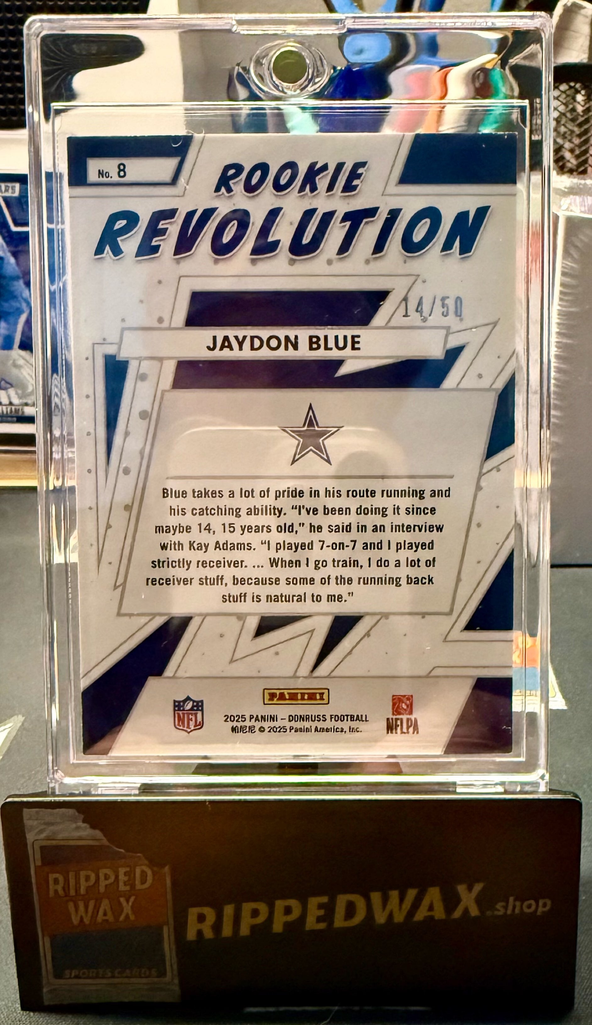 2025 Donruss #8 Jaydon Blue Rookie Revolution Cubic #/50 Dallas Cowboys