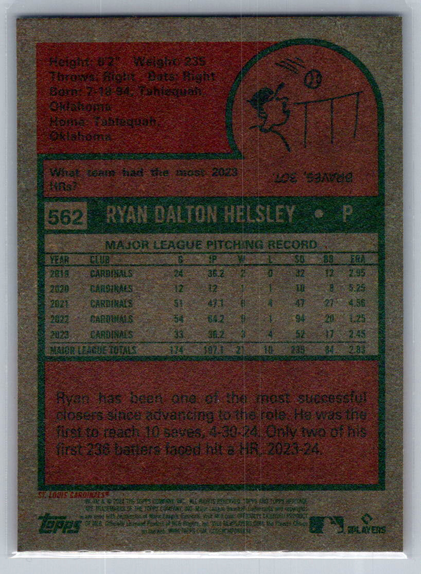 2024 Topps Heritage #562 Ryan Helsley St. Louis Cardinals