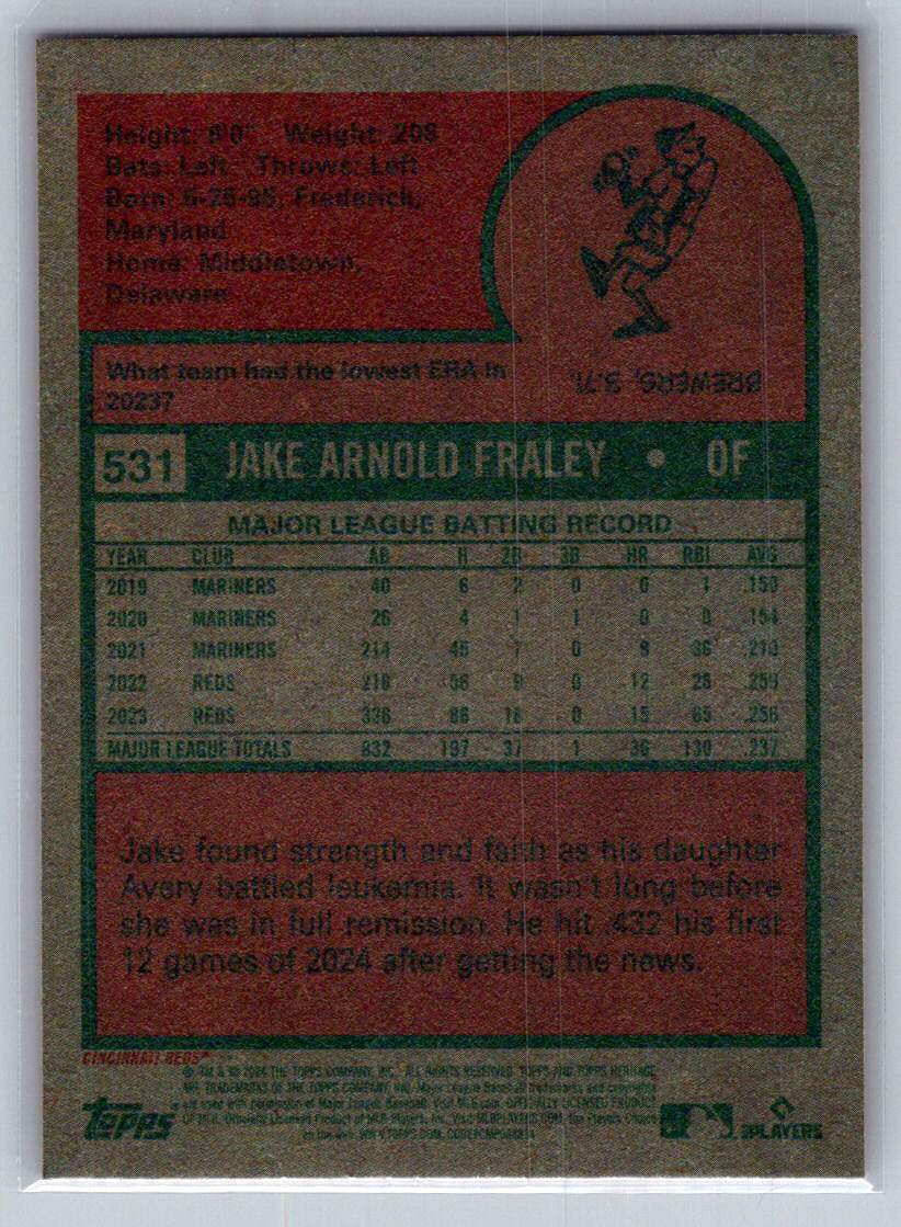 2024 Topps Heritage #531 Jake Fraley Cincinnati Reds