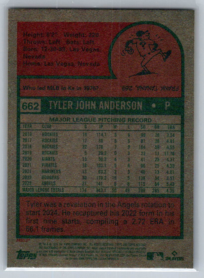 2024 Topps Heritage #662 Tyler Anderson Los Angeles Angels