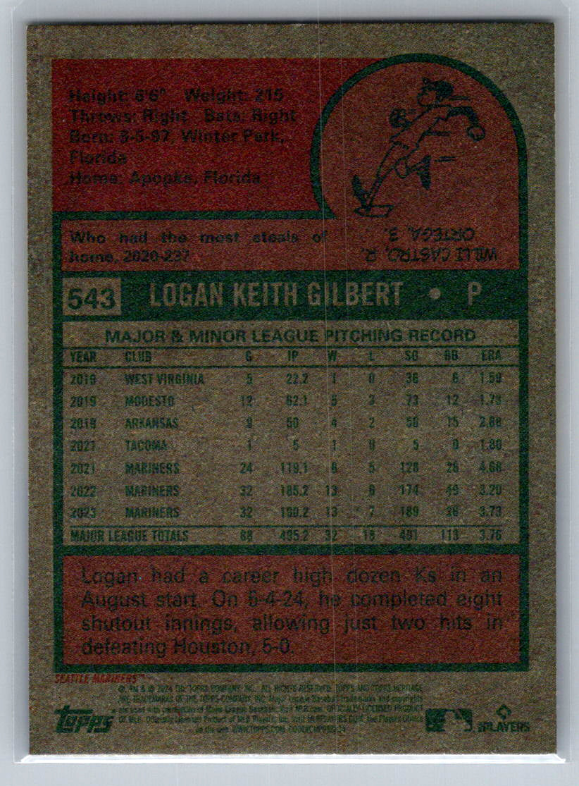 2024 Topps Heritage #543 Logan Gilbert Seattle Mariners
