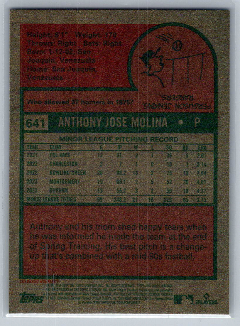 2024 Topps Heritage #641 Anthony Molina Colorado Rockies
