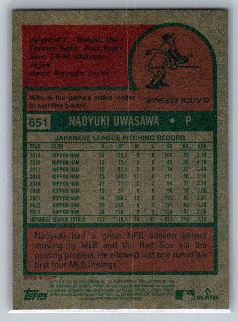 2024 Topps Heritage #651 Naoyuki Uwasawa Boston Red Sox