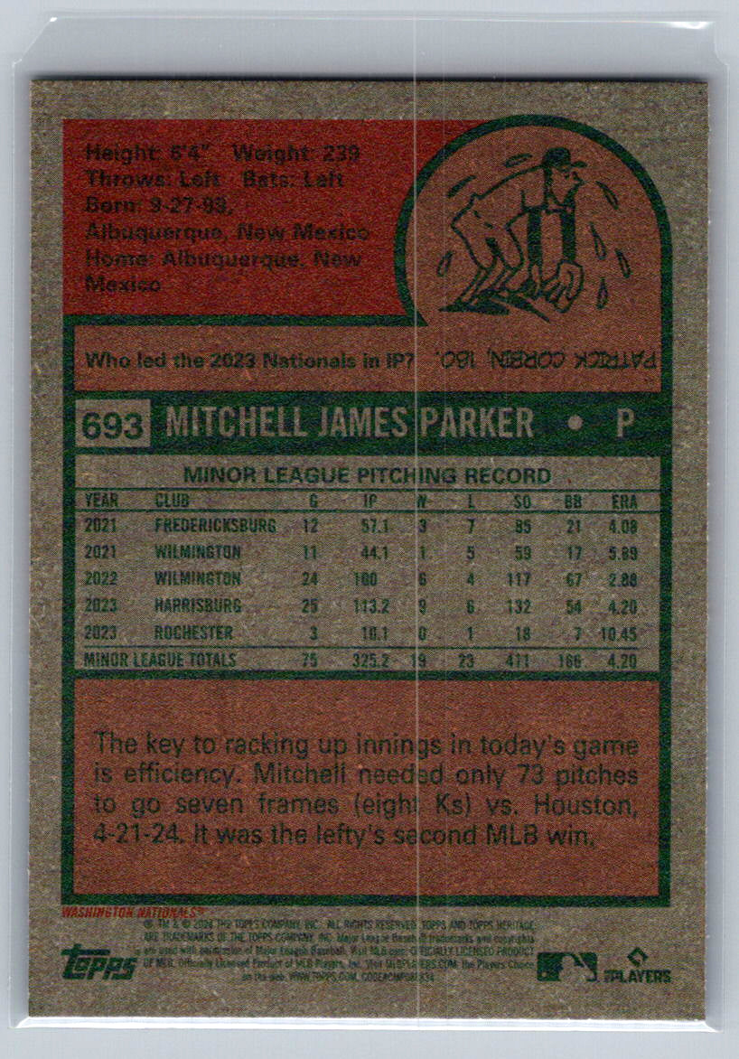 2024 Topps Heritage #693 Mitchell Parker Washington Nationals