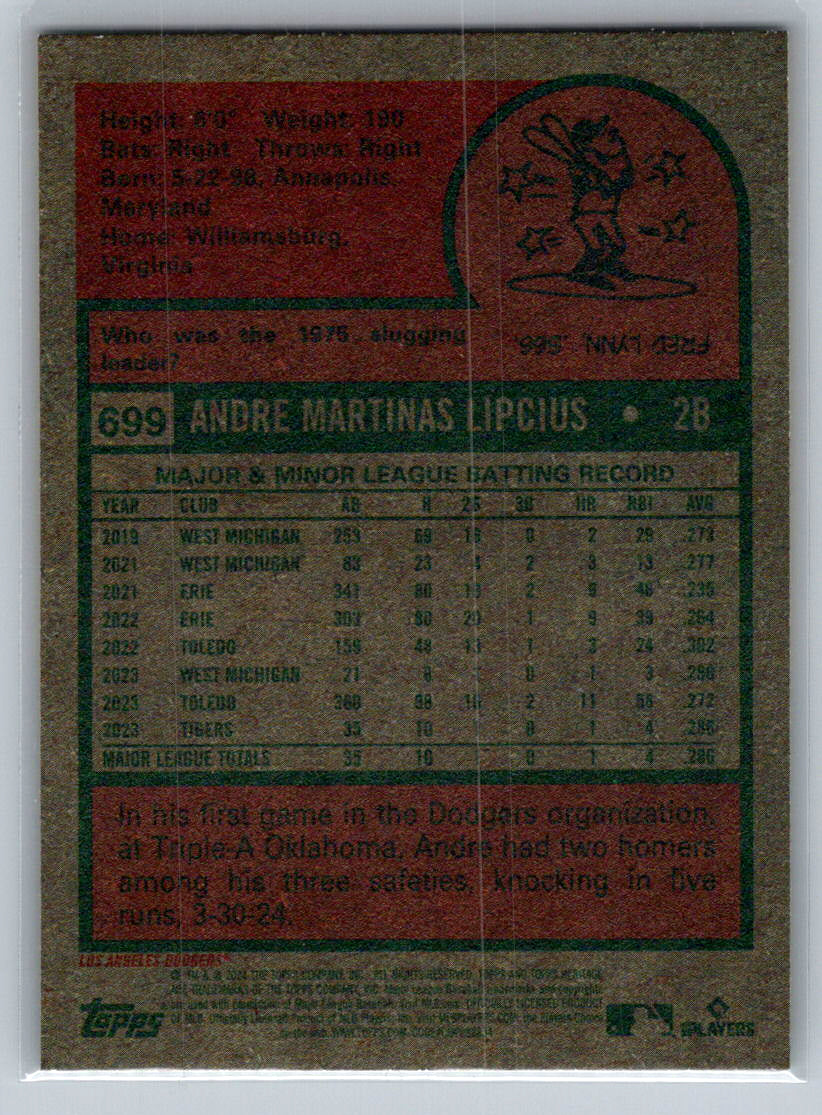 2024 Topps Heritage #699 Andre Lipcius Los Angeles Dodgers