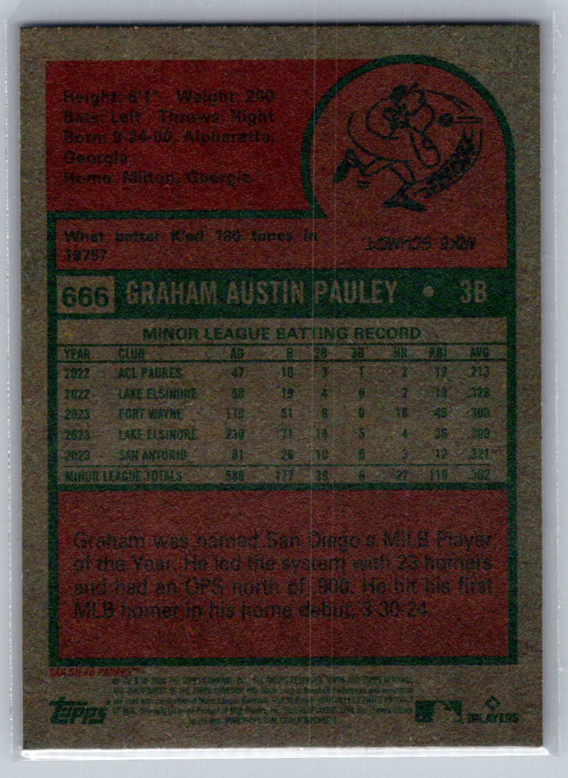 2024 Topps Heritage #666 Graham Pauley San Diego Padres
