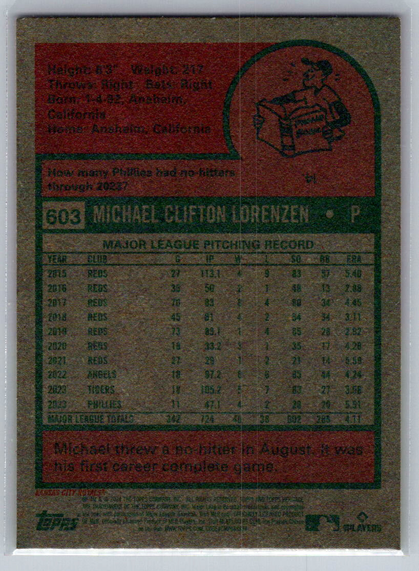 2024 Topps Heritage #603 Michael Lorenzen Kansas City Royals