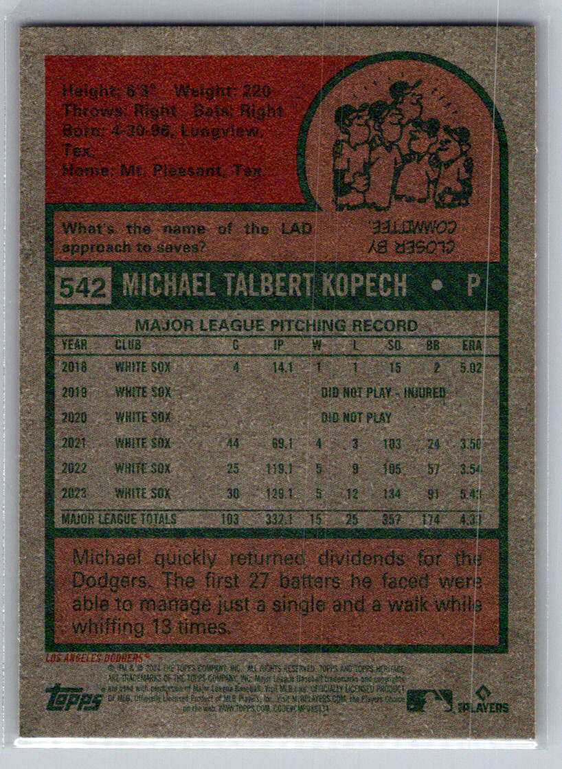 2024 Topps Heritage #542 Michael Kopech Los Angeles Dodgers