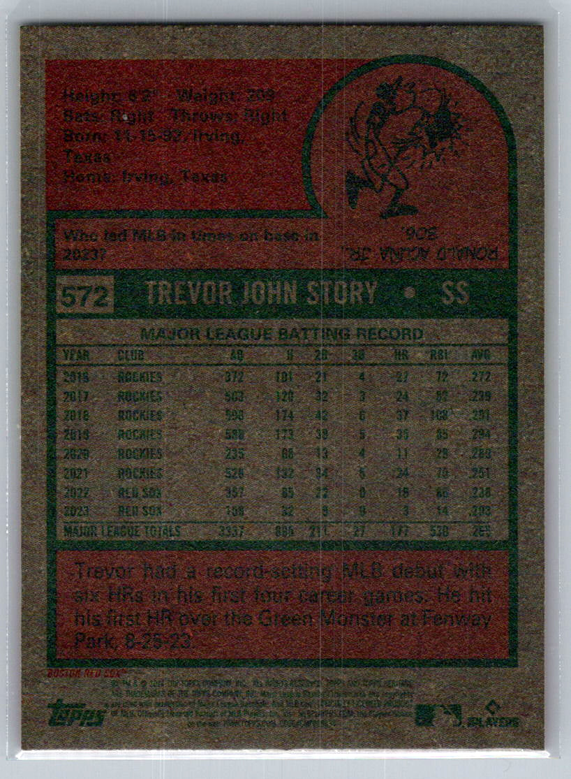 2024 Topps Heritage #572 Trevor Story Boston Red Sox