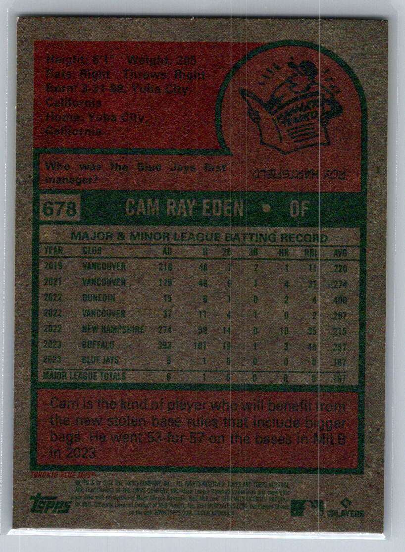 2024 Topps Heritage #678 Cam Eden Toronto Blue Jays