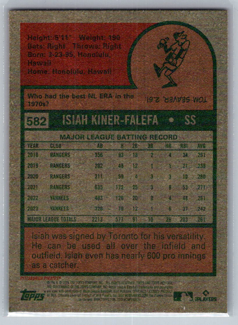 2024 Topps Heritage #582 Isiah Kiner-Falefa Pittsburgh Pirates