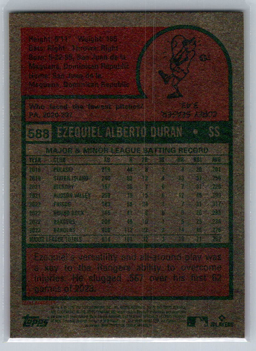 2024 Topps Heritage #588 Ezequiel Duran Texas Rangers