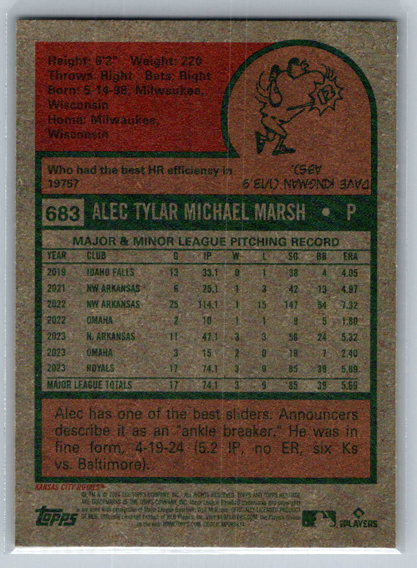 2024 Topps Heritage #683 Alec Marsh Kansas City Royals