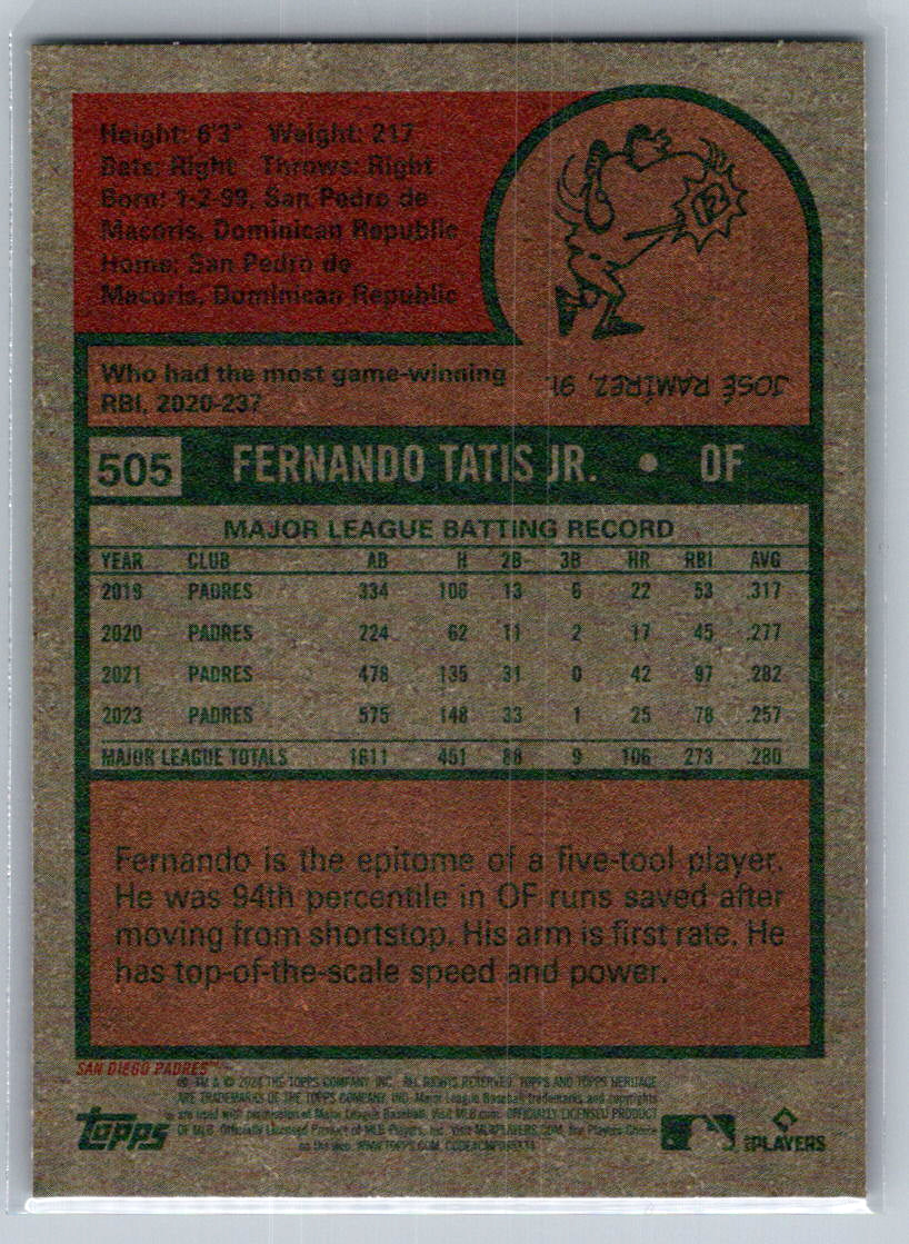 2024 Topps Heritage #505 Fernando Tatis Jr. San Diego Padres