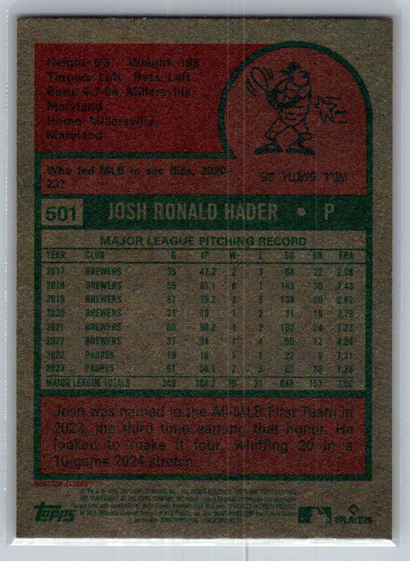 2024 Topps Heritage #501 Josh Hader Houston Astros