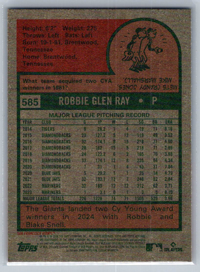 2024 Topps Heritage #585 Robbie Ray San Francisco Giants