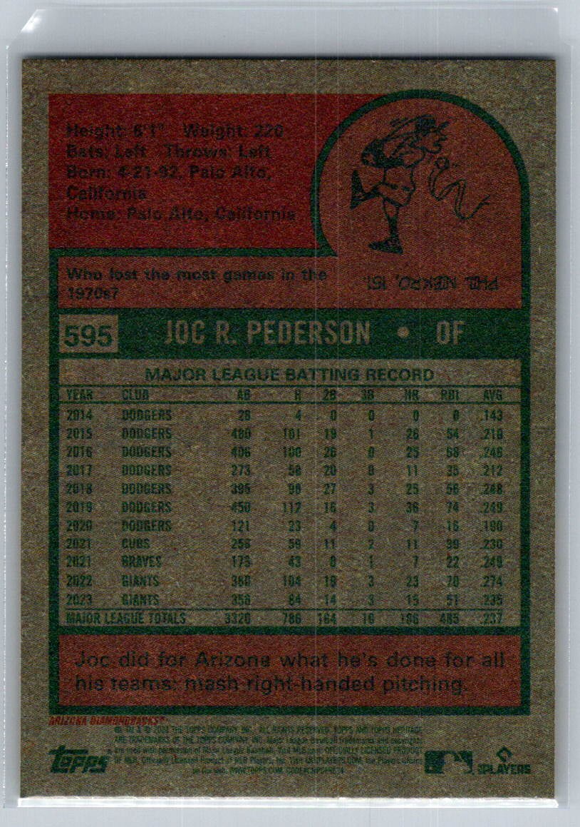 2024 Topps Heritage #595 Joc Pederson Arizona Diamondbacks