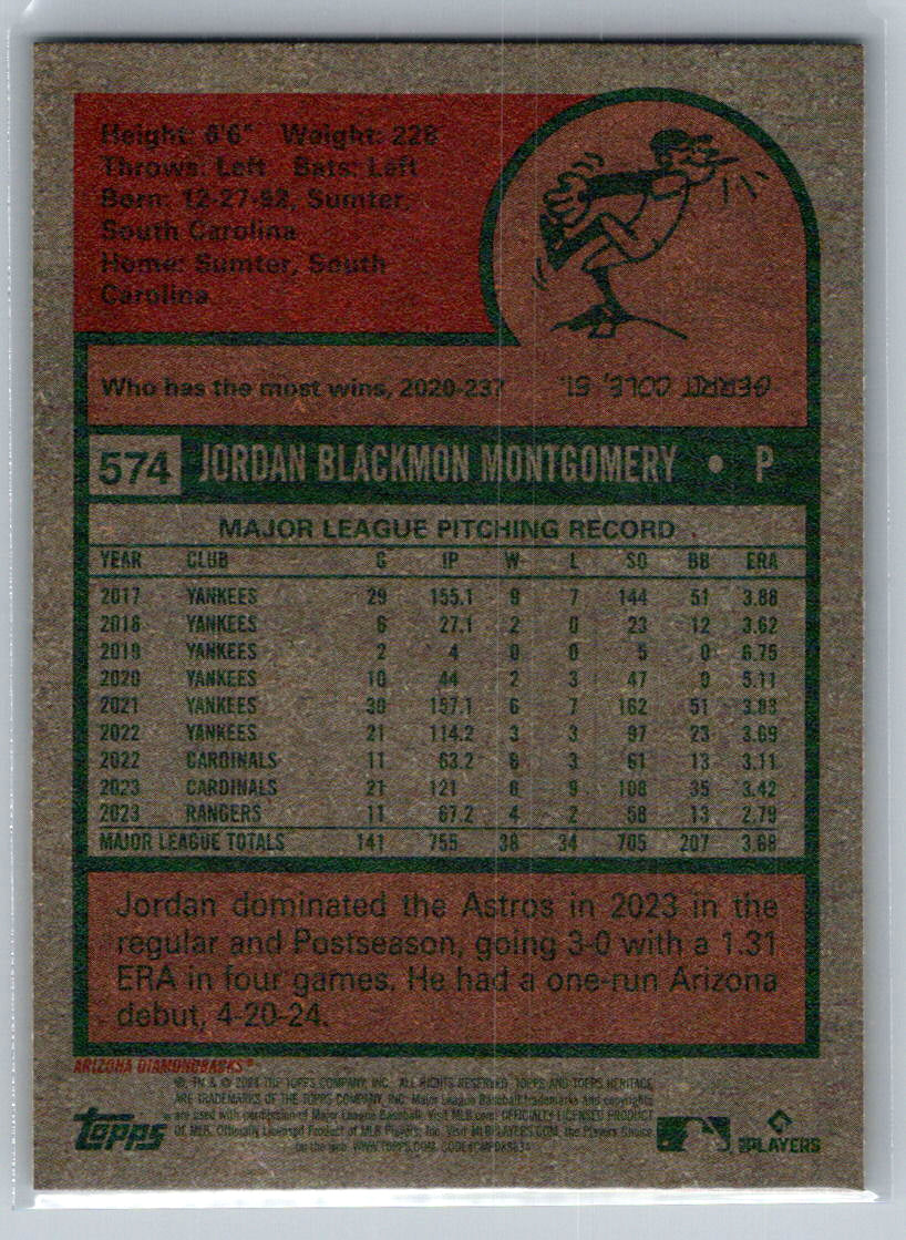 2024 Topps Heritage #574 Jordan Montgomery Arizona Diamondbacks