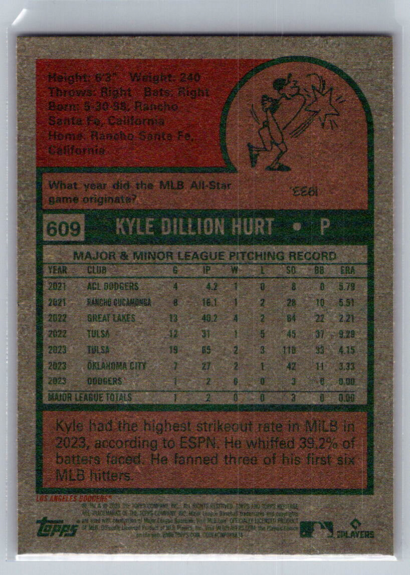 2024 Topps Heritage #609 Kyle Hurt Los Angeles Dodgers