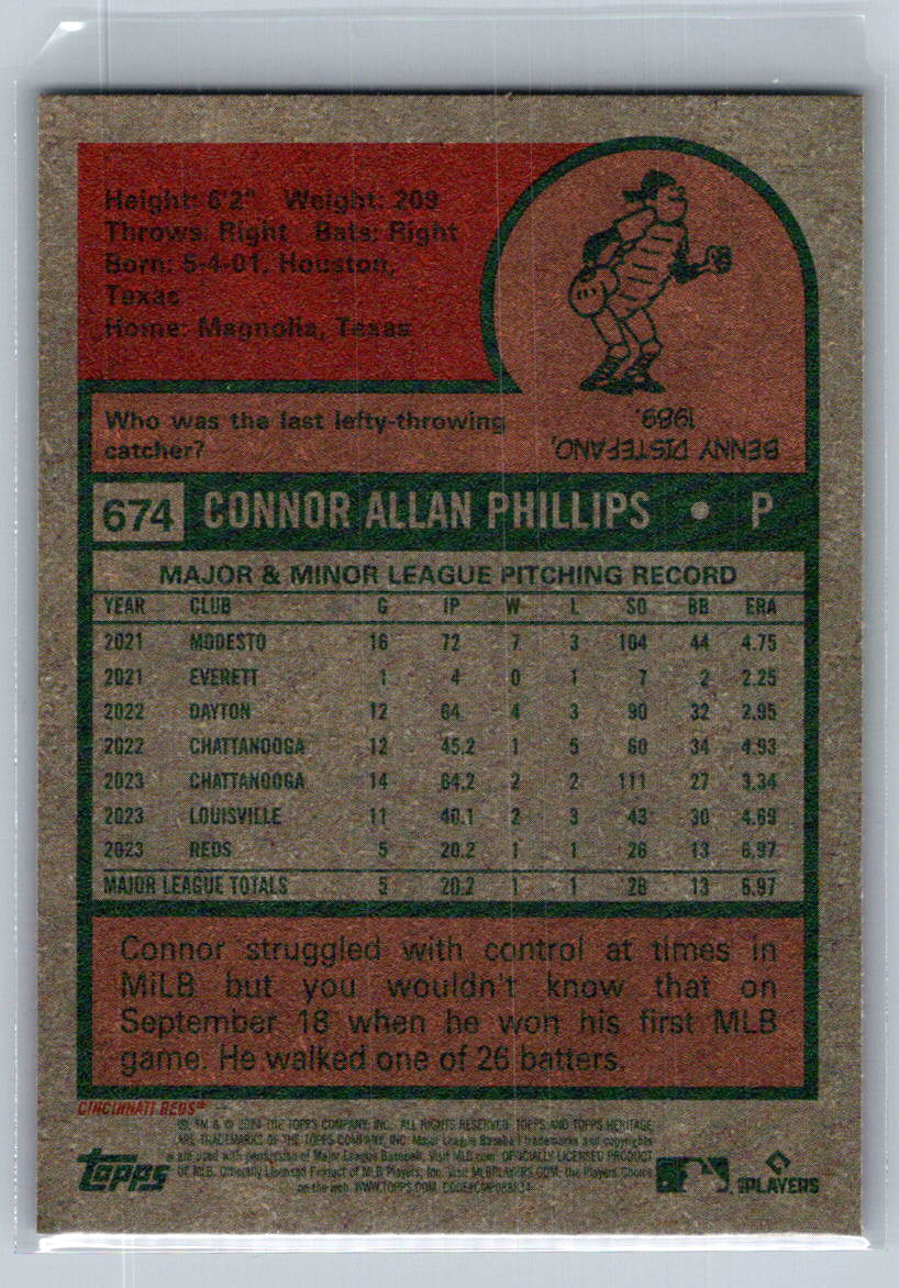 2024 Topps Heritage #674 Connor Phillips Cincinnati Reds