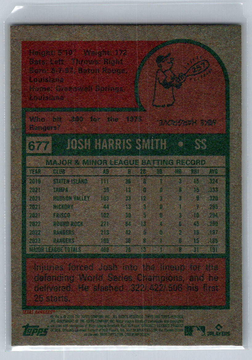 2024 Topps Heritage #677 Josh Smith Texas Rangers