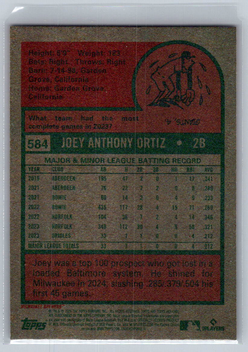 2024 Topps Heritage #584 Joey Ortiz Milwaukee Brewers