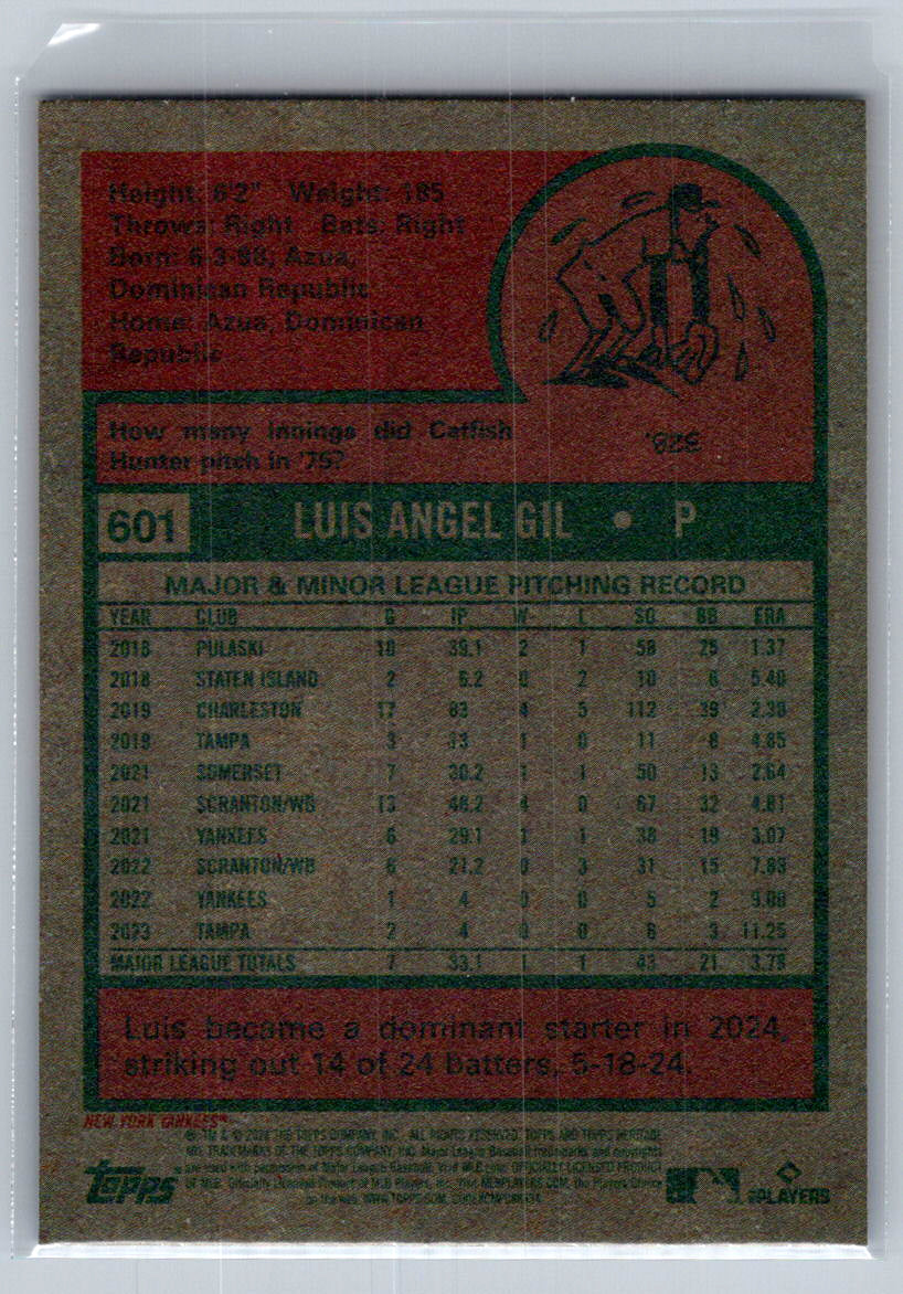 2024 Topps Heritage #601 Luis Gil New York Yankees
