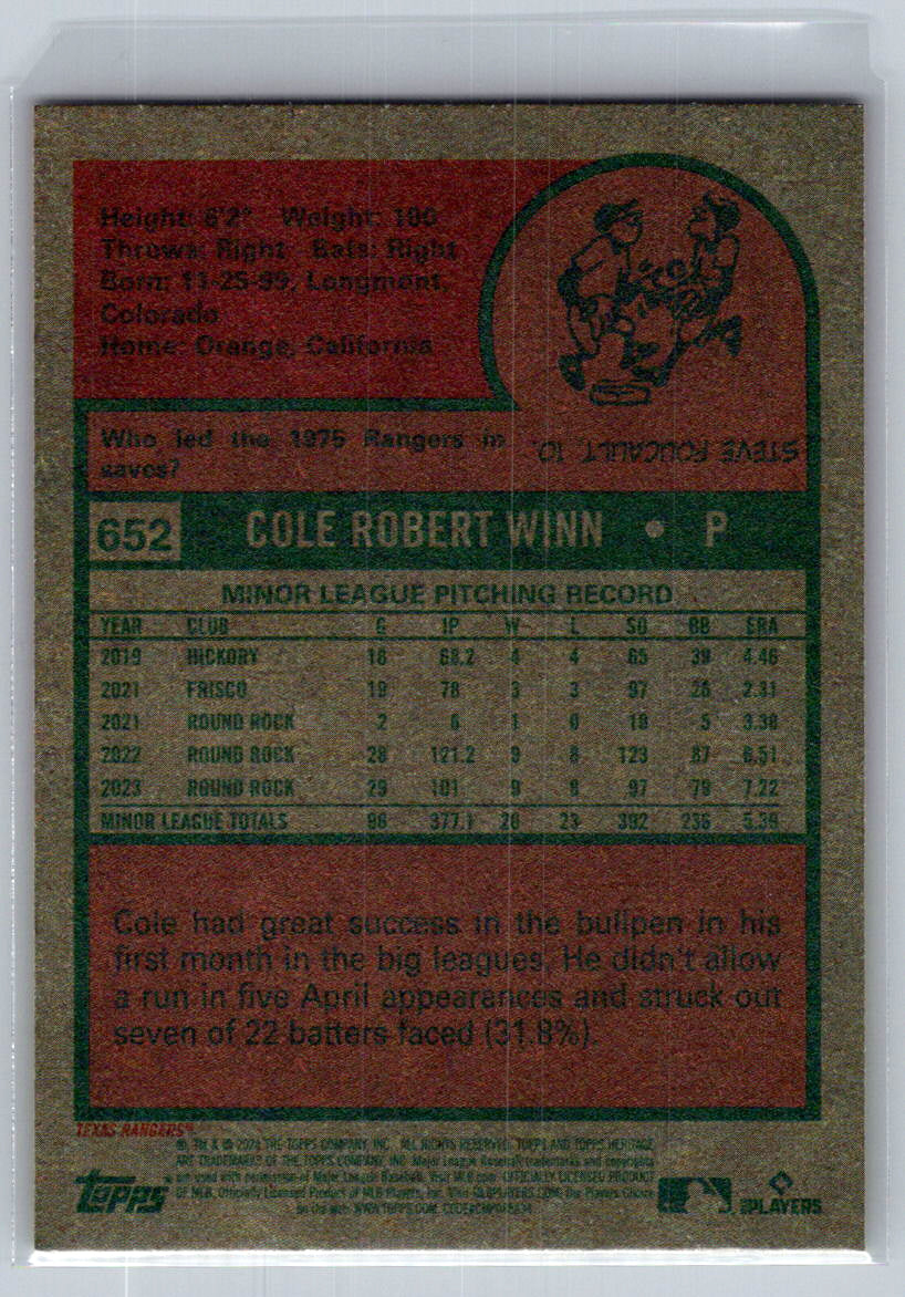 2024 Topps Heritage #652 Cole Winn Texas Rangers