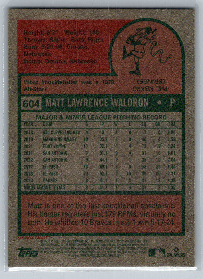 2024 Topps Heritage #604 Matt Waldron San Diego Padres