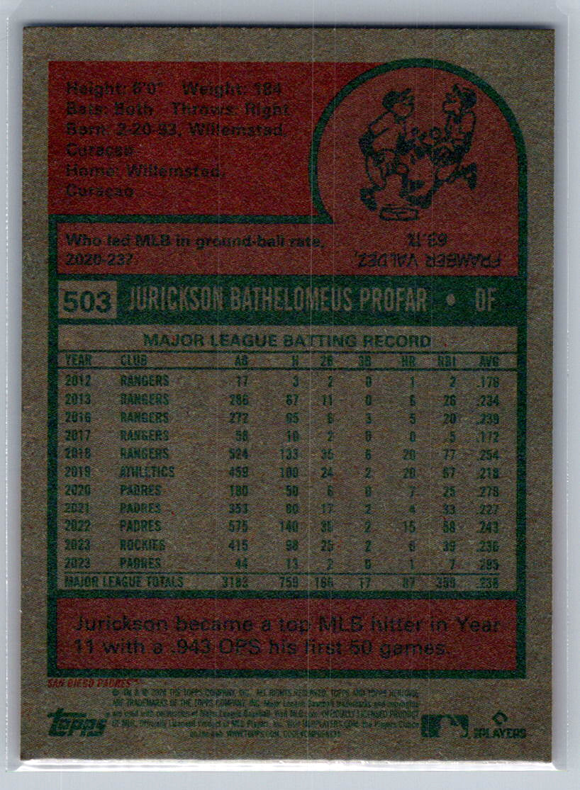 2024 Topps Heritage #503 Jurickson Profar San Diego Padres