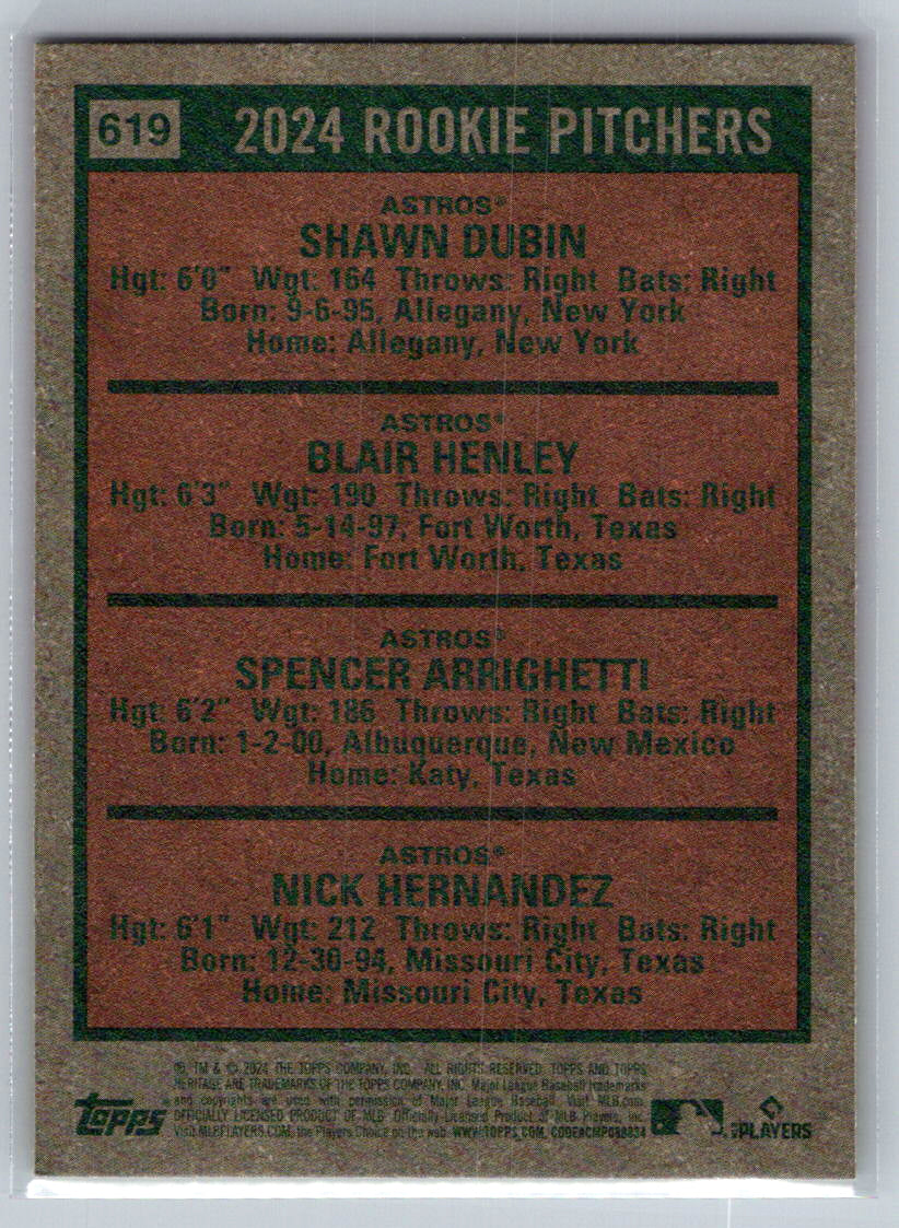 2024 Topps Heritage #619 2024 Rookie Pitchers Houston Astros