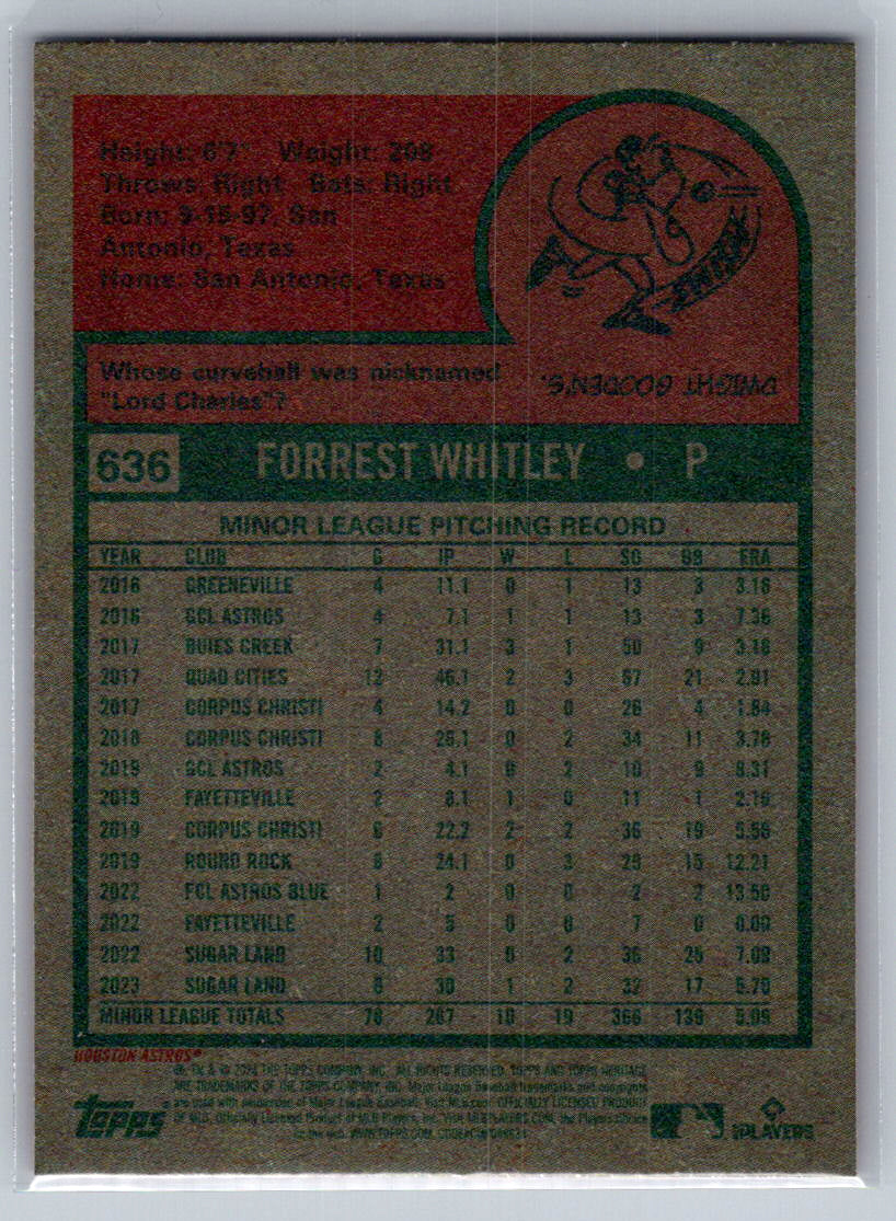2024 Topps Heritage #636 Forrest Whitley Houston Astros