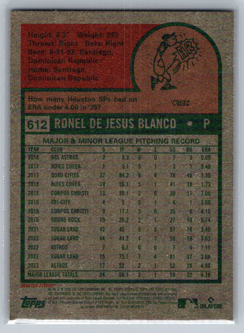 2024 Topps Heritage #612 Ronel Blanco Houston Astros