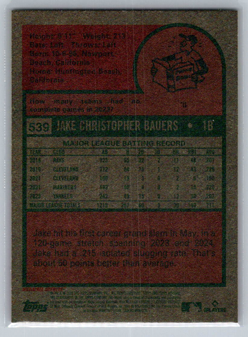 2024 Topps Heritage #539 Jake Bauers Milwaukee Brewers