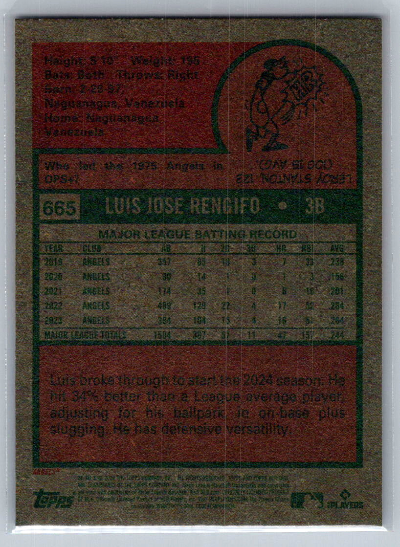 2024 Topps Heritage #665 Luis Rengifo Los Angeles Angels