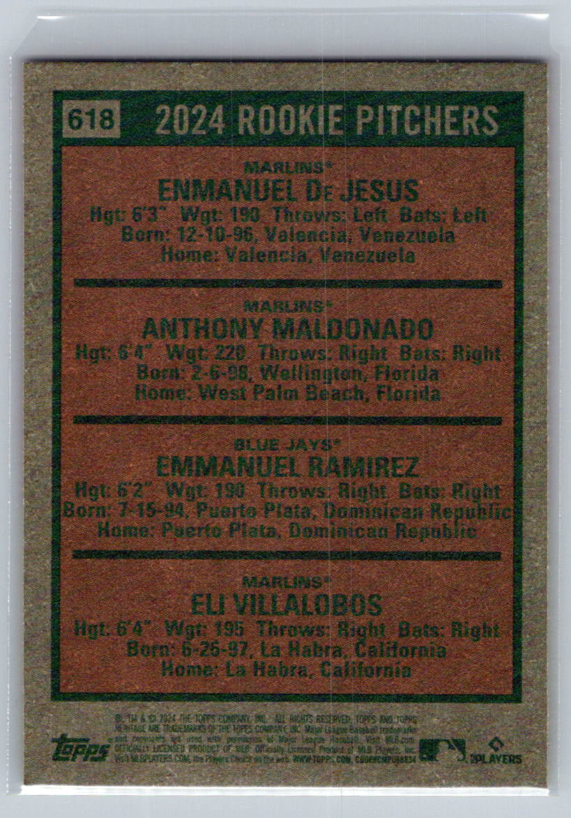 2024 Topps Heritage #618 2024 Rookie Pitchers