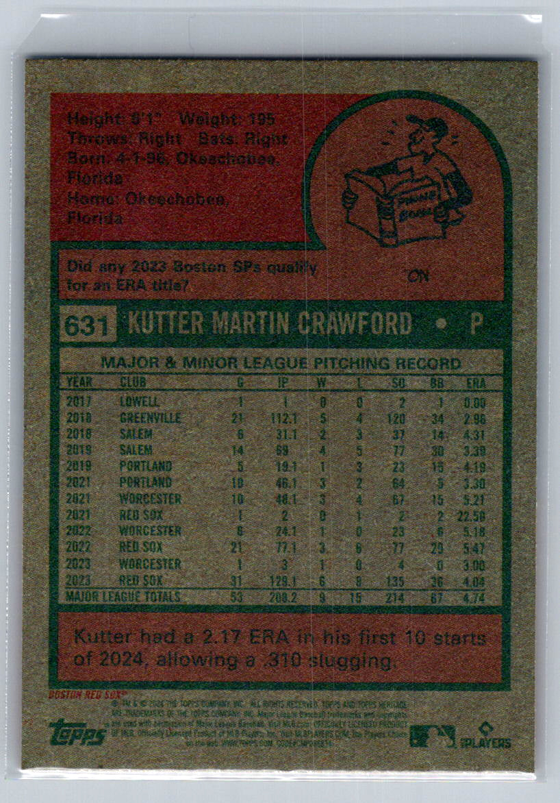 2024 Topps Heritage #631 Kutter Crawford Boston Red Sox