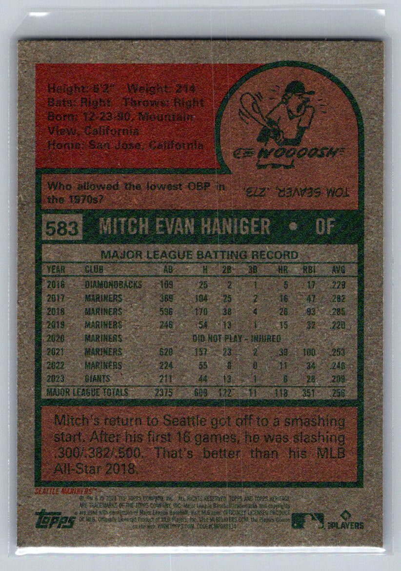 2024 Topps Heritage #583 Mitch Haniger Seattle Mariners
