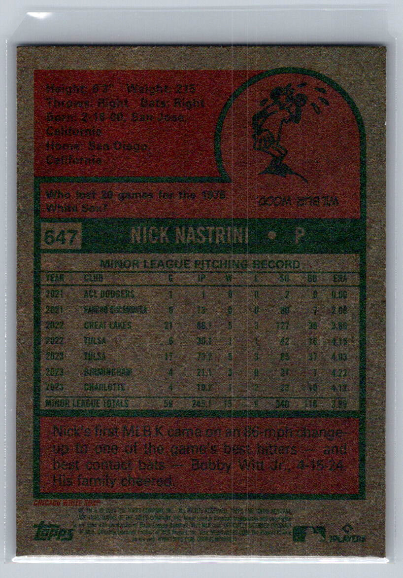 2024 Topps Heritage #647 Nick Nastrini Chicago White Sox