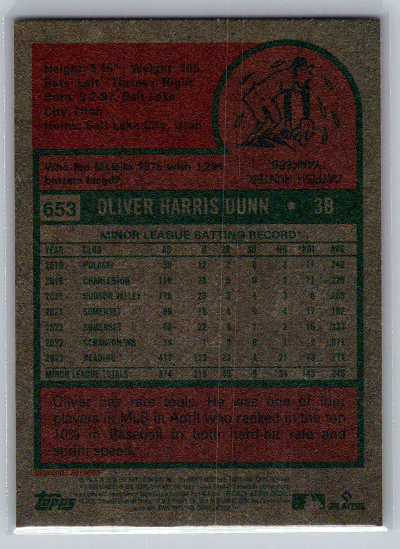 2024 Topps Heritage #653 Oliver Dunn Milwaukee Brewers