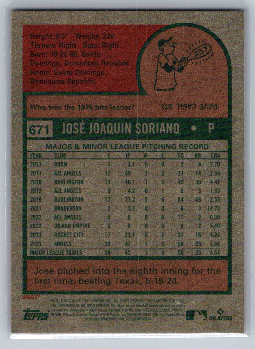 2024 Topps Heritage #671 José Soriano Los Angeles Angels