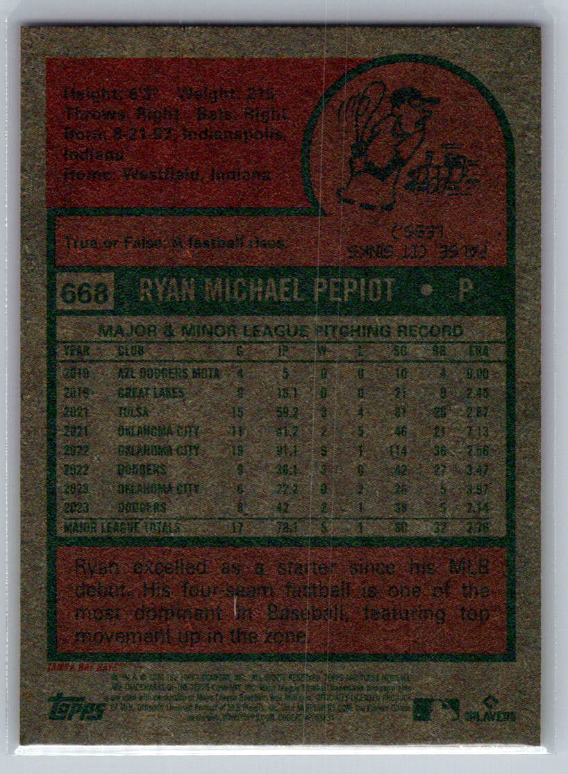 2024 Topps Heritage #668 Ryan Pepiot Tampa Bay Rays