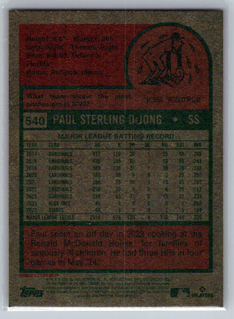 2024 Topps Heritage #540 Paul DeJong Kansas City Royals