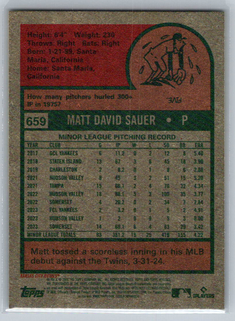 2024 Topps Heritage #659 Matt Sauer Kansas City Royals